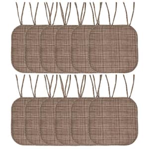 Aria Memory Foam Square Non-Slip Indoor/Outdoor Chair Seat Cushion with Ties, Dark Brown (12-Pack)