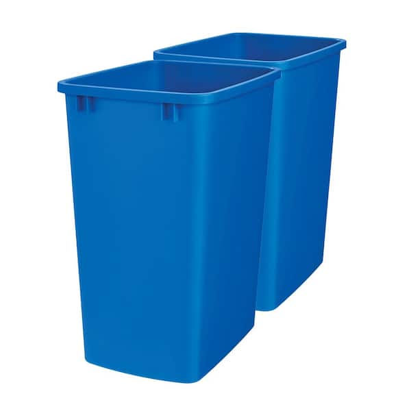 Polymer Replacement 35 Quart Trash Bin, Blue, 2 Pack
