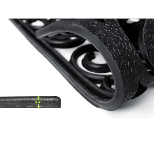 Moulded Vines Half-round Rubber Black 24in. x 36in. Rubber Door Mat