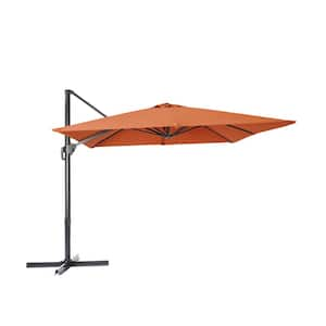 10 ft. Aluminum Cantilever Patio Umbrella High-Quality Solution-Dyed Fabric 360° Rotation System in Rust Red