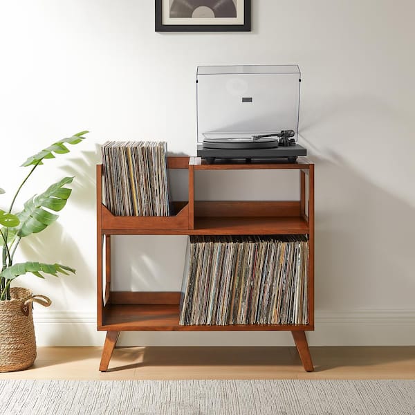 CROSLEY FURNITURE Asheville Walnut Medium Record Storage Console