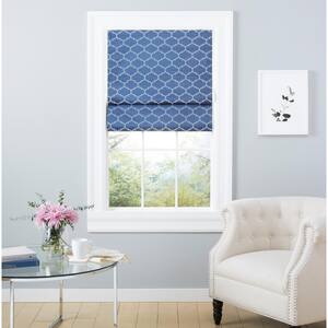 Montague Indigo Cordless Total Blackout Polyester Roman Shade 27 in. W x 64 in. L