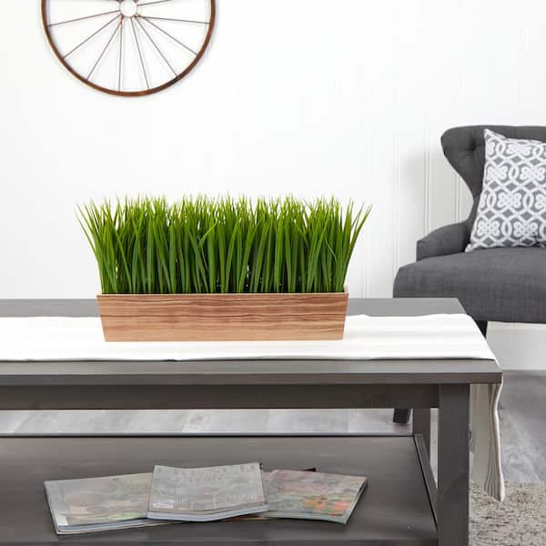 20 in. Artificial Vanilla Grass Plant in Decorative Planter