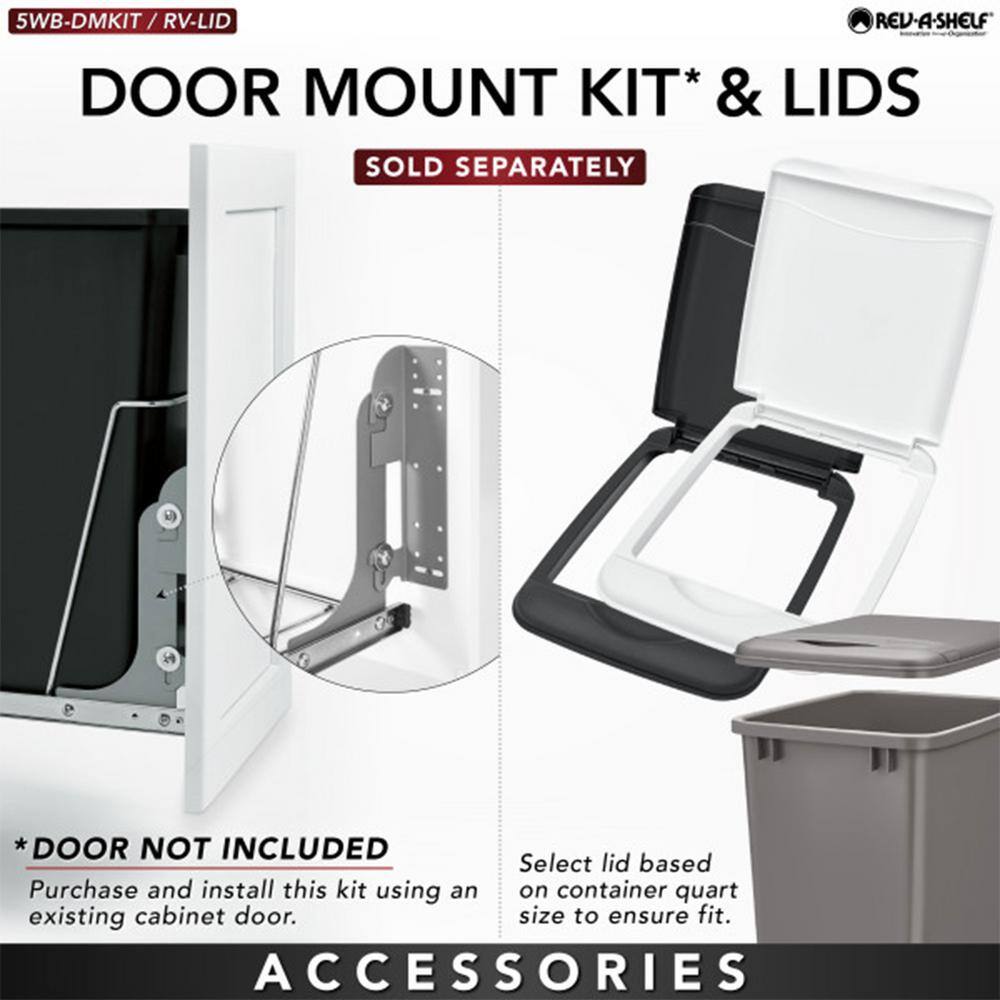 Double Pull-Out Waste Bin Containers with Red and Black Plastic Bins