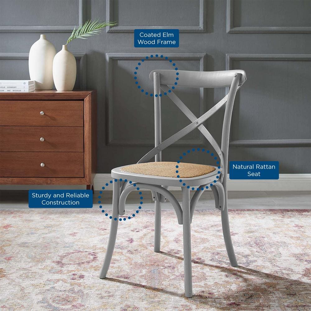 Light Gray High Cross Back Wood Side Chair