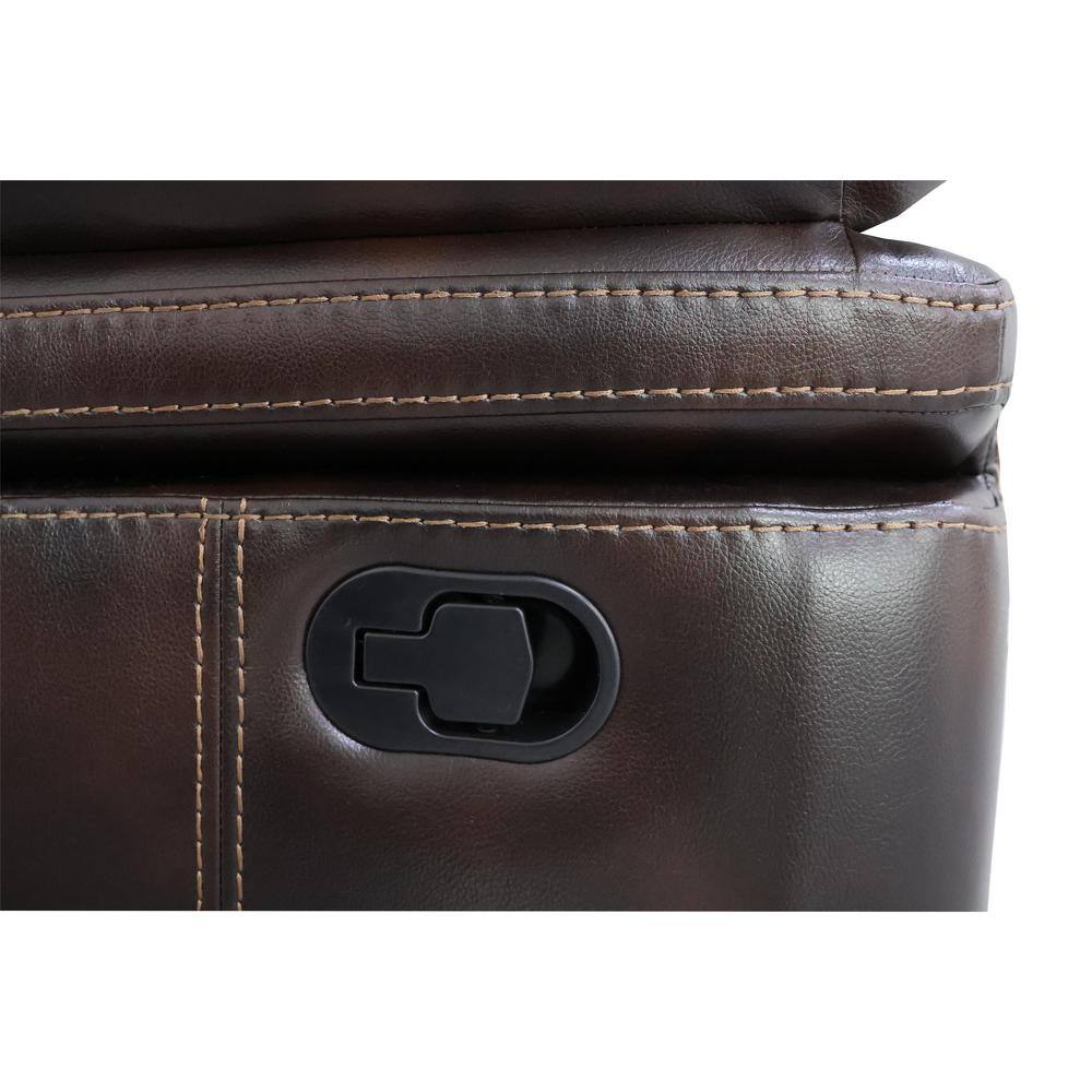 Brown Faux Leather Sectional with Storage and Pillow-top Arm