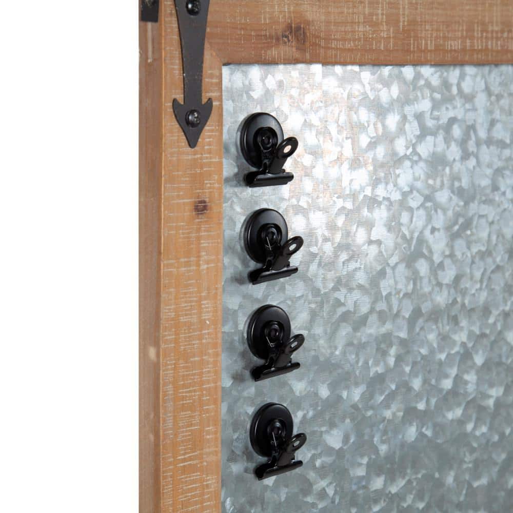 Rustic Brown Magnetic Metal Wall Organizer with Wood Frame