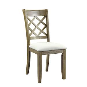 Karsen Side Chair (Set-2) in Beige Linen and Rustic Oak Finish