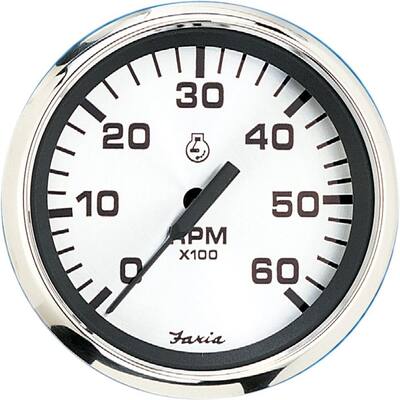 Euro Tachometer (6000 RPM) Gas - 4 in., White