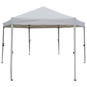 13 ft. x 13 ft. x 9.2 ft. Light Gray Pop-Up Gazebo Tent Outdoor Canopy Hexagonal Canopies Gazebos and Pergolas 6 Sided