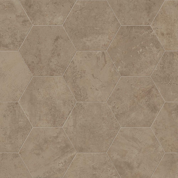 Hexagon Mocha Matte 8.5 in. x 10 in. Stone Look Porcelain Floor and Wall Tile (12.49 sq. ft./Case)