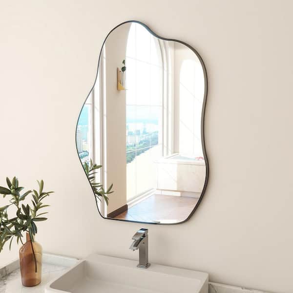 GLSLAND 23.5 in. W x 31.5 in. H Novelty Irregular Frameless Wall Bathroom Vanity Mirror