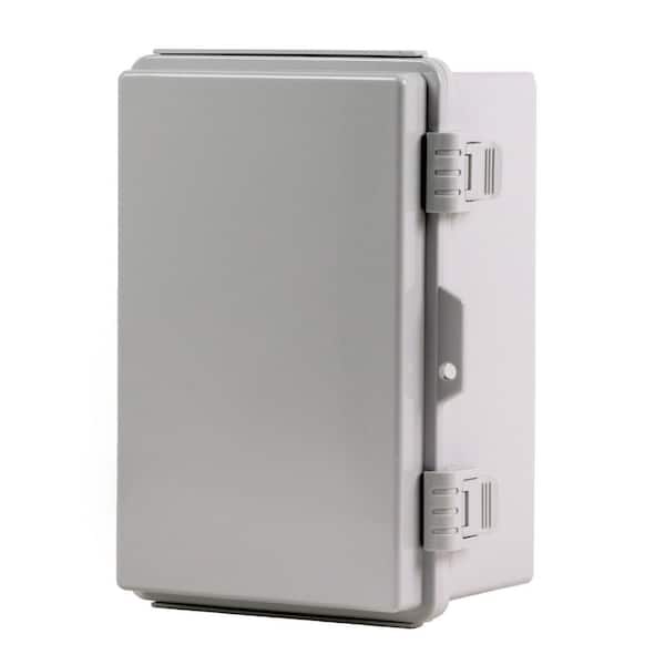 NEMA 4X 5.51 in. L x 7.87 in. W x 11.42 in. H PC Plastic Gray Weatherproof Electrical Junction Box with Hinged Cover
