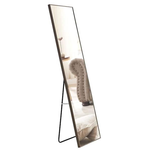 Unbranded Gray 23 in. W x 65 in. H Rectangle Solid Wood Frame Full Length Mirror