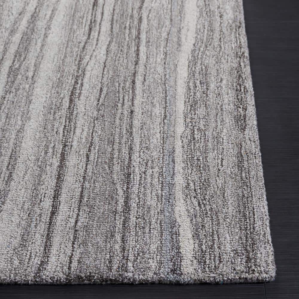 Gray Abstract Hand-Tufted Wool Area Rug 4'x6'