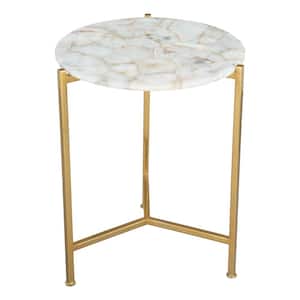 Haru 16.5 in.W White 20.1 in.H Round Agate End Table