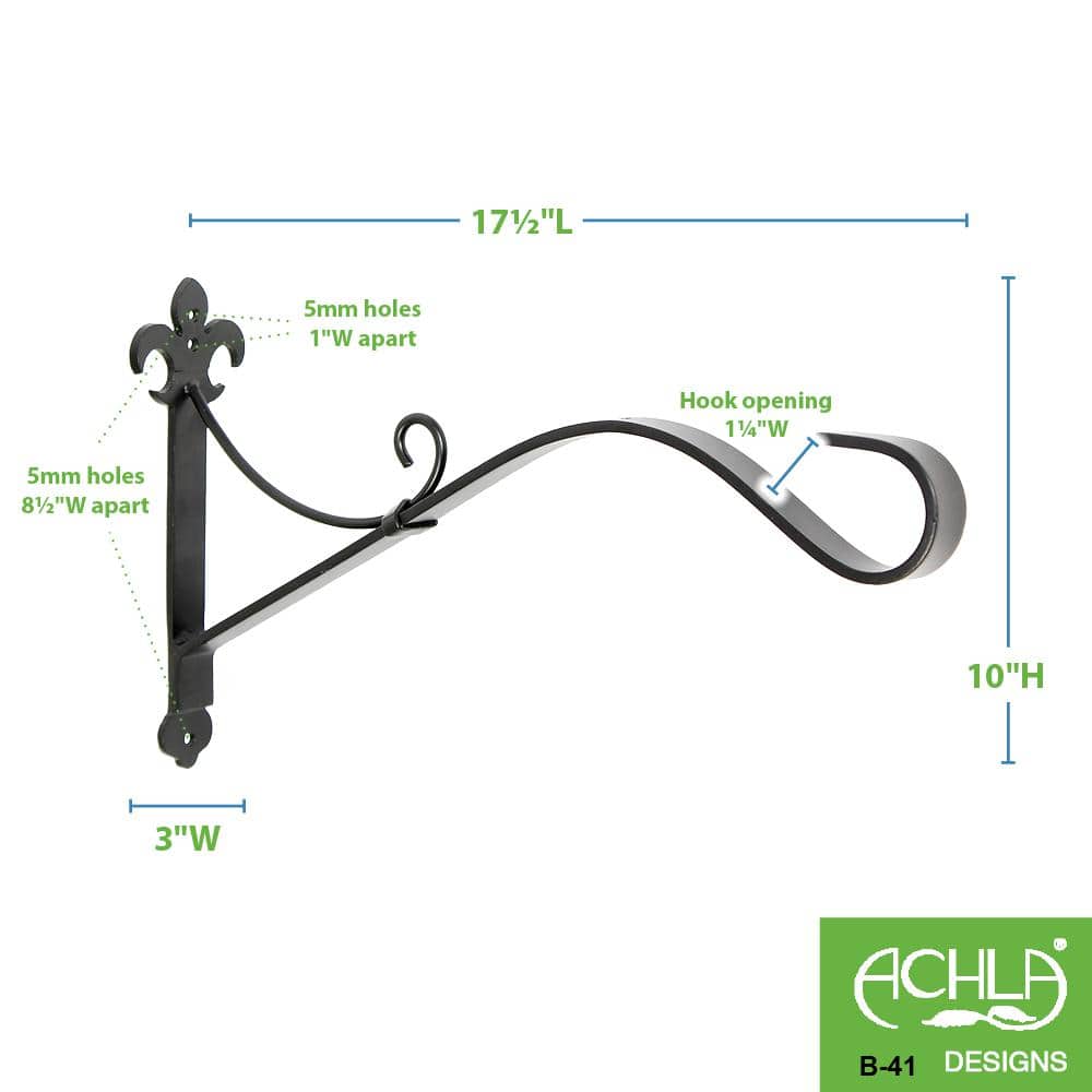 Black Wrought Iron Fleur-de-Lis Hanging Bracket