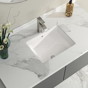 18 in. Undermount Rectangular Porcelain Ceramic Bathroom Sink in White