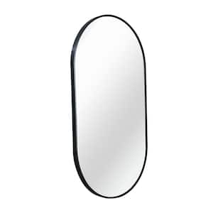 20 in. W x 33 in. H Oval Shaped Framed Wall Bathroom Vanity Mirror in Black