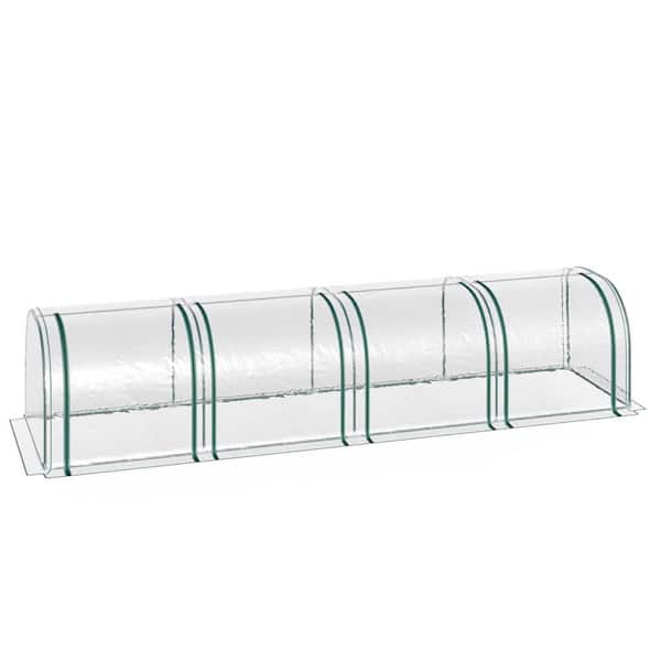 155.5 in. W x 39.25 in. x 31.5 in. H Green Steel Mini Greenhouse with 4 Roll-Up Zip Doors for Plant Protection