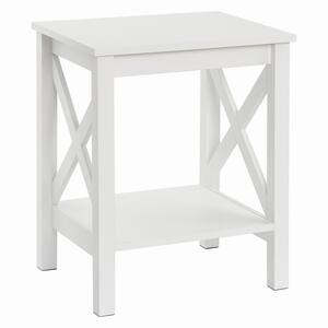 X-Frame 2-Tier 21.9 in. H x 17.9 in. W x 15.7 in. D Laminated Wood End Table Shelving Unit in White