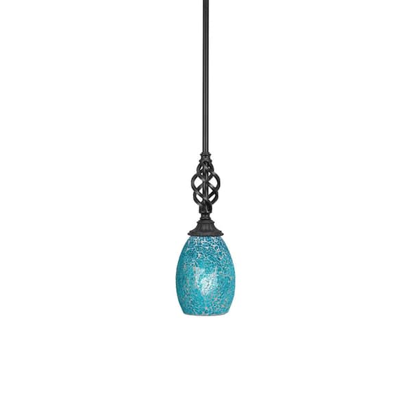 Unbranded Bridgewater 100 W 1-Light Matte Black Standard Mini Pendant Light with Glass Shade