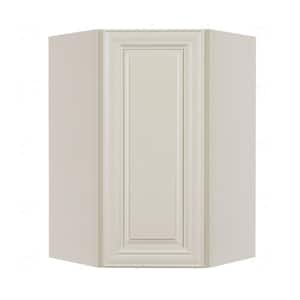 Princeton Assembled 24 in. x 30 in. x 12 in. Wall Diagonal Corner Cabinet with 1-Door 2-Shelves in Off-White