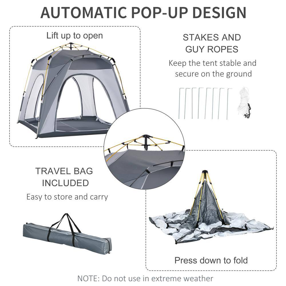 Gray Three Season 4 Person Camping Tent with Carry Bag