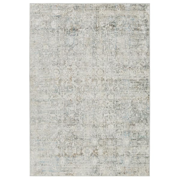 Kenrick Gray/Light Blue 7 ft. 10 in. x 10 ft. Floral Rectangle Area Rug