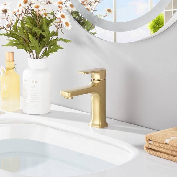 Ultra Faucets Dean Single Hole Single-Handle Lavatory Bathroom Faucet Rust  Resist in Brushed Gold UF38108 - The Home Depot