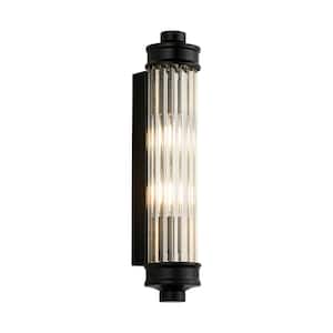Sharima 3.3 in. 2-Light Black Nordic Postmodern Wall Sconce, European Wall Light in Simple Vintage Glass Crystal