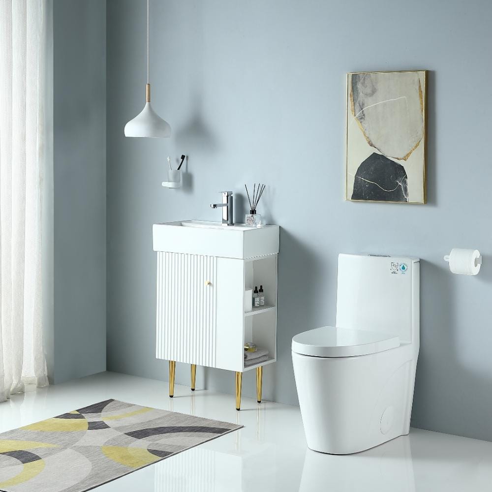 1-Piece Toilet 1.1 GPF/1.6 GPF Dual Flush ADA Height Elongated Toilet in Glossy White price history on PriceWatchPro