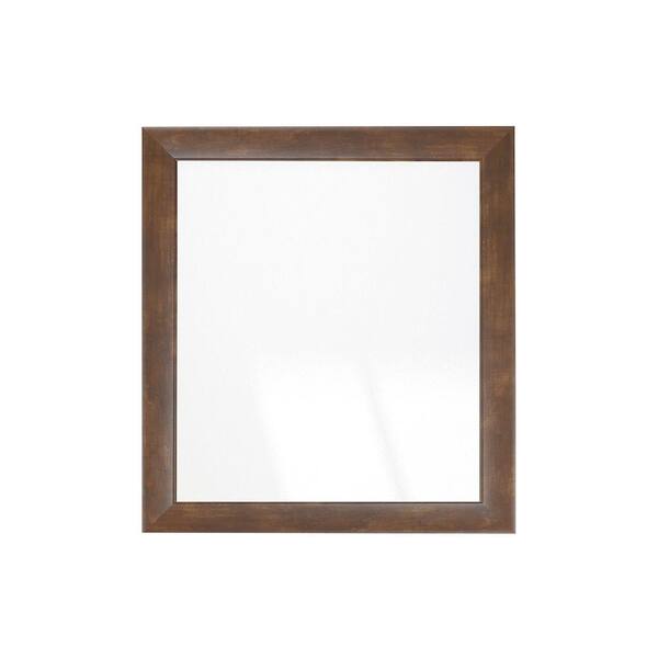 BrandtWorks Contemporary Mocha Walnut Brown Wall Mirror 32 in. W x 36 in. H
