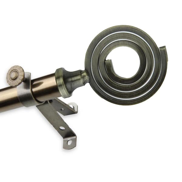 Unbranded 120 in. to 170 in. Adjustable 13/16 in. Michelle Single Curtain Rod in Antique Brass