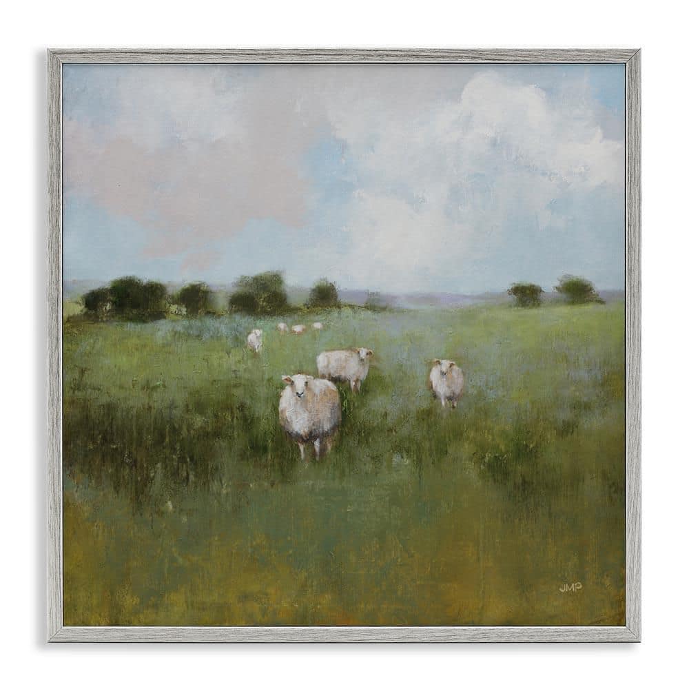 Quiet Pasture with Sheep by Julia Purinton Gray Framed Nature Giclee Art Print 12 in. x 12 in. price history on PriceWatchPro