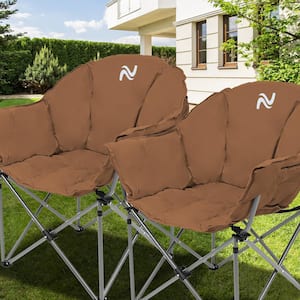 2PK Oversized Camping Chair Fully Padded Folding Moon Saucer Chair Heavy Duty FoldingChair with Cup Holder and Carry Bag