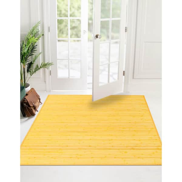 Bamboo Zhuzi Yellow 8 ft. x 8 ft. Square Area Rug