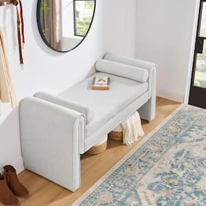 Infinisia White 50.4 in. Modern Upholstered Linen Bedroom Bench