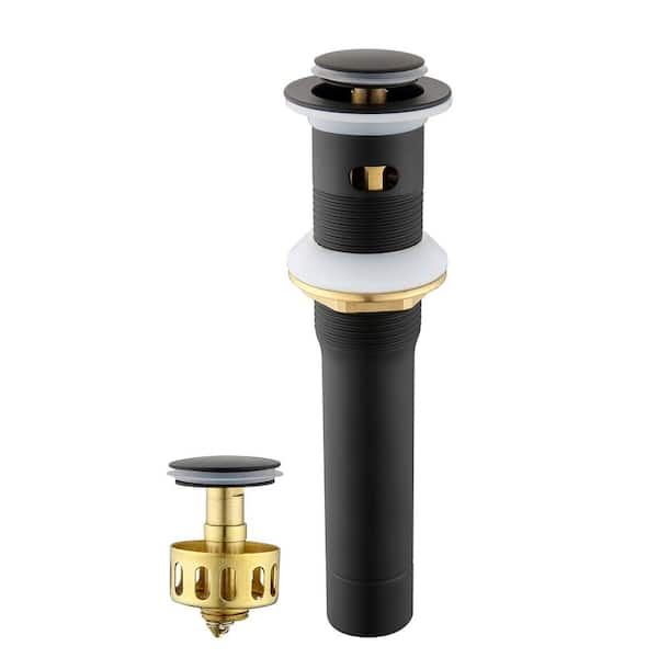 GAGALIFE 1-3/8 in. Metal Pop Up Drain Strainer Stopper with Overflow for Bathroom Vessel Sink with Detachable Basket in Black