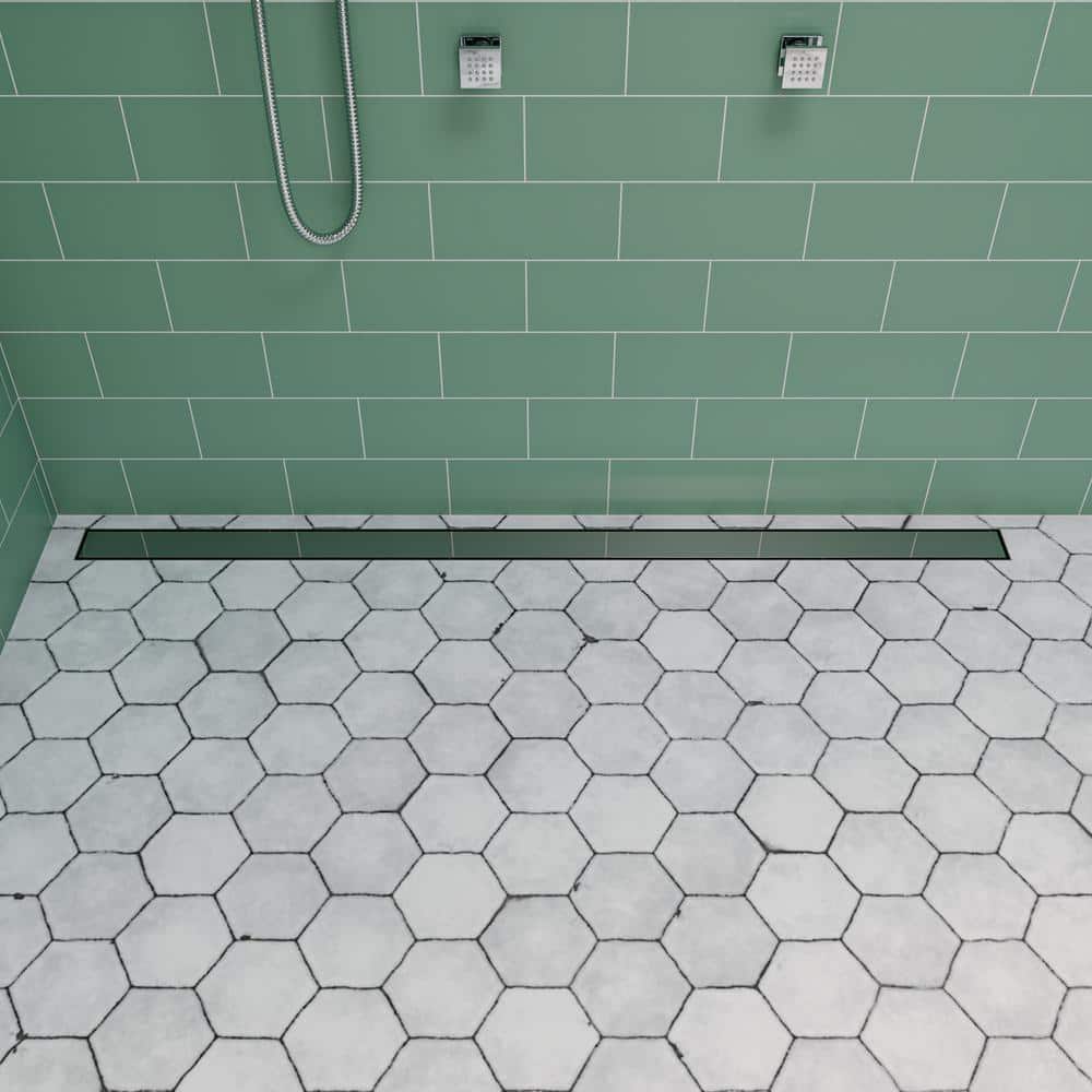 59" Polished Stainless Steel Linear Shower Drain with Solid Cover