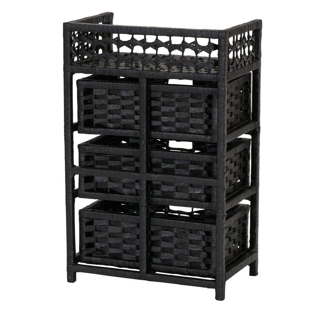 Sleek Black Paper Rope 3-Drawer Compact Chest