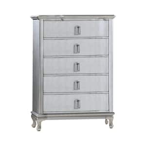 Lorenna Silver and Warm Gray 5-Drawer 38.38 in. Chest of Drawers