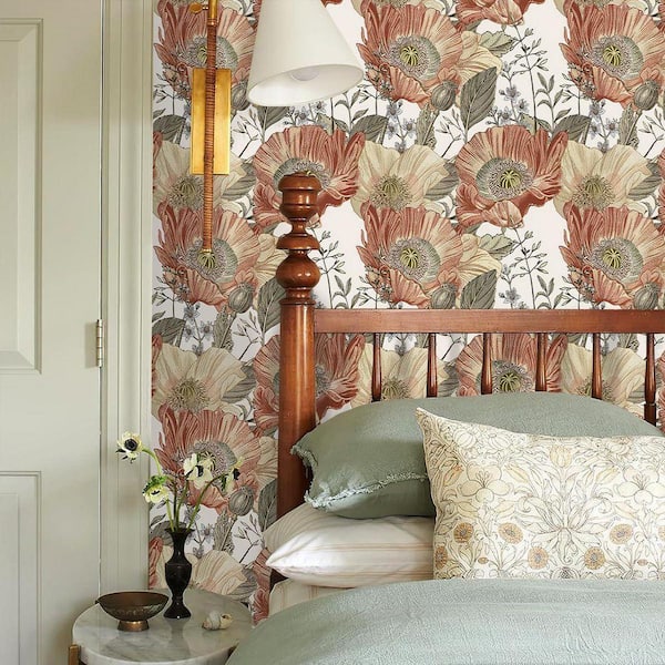 Boho Peel And Stick Wallpaper – Navy Blue Vintage Floral, 15.7 X 393.7, Removable Self-Adhesive Vinyl For Bedrooms, Cabinets, And DIY Projects