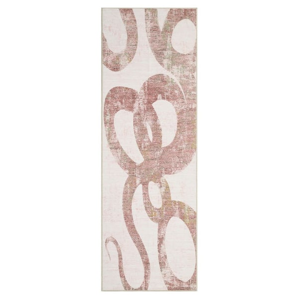 Pink 2 ft. x 6 ft. Ultra Thin Low Pile Foldable Lightweight Snake Print ...
