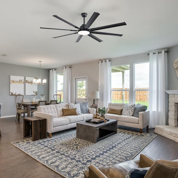 7 ft. Indoor Black Ceiling Fans with Light and Remote Control 6-speed Reversible DC Motor Smart Fan W/8 Aluminium Blades