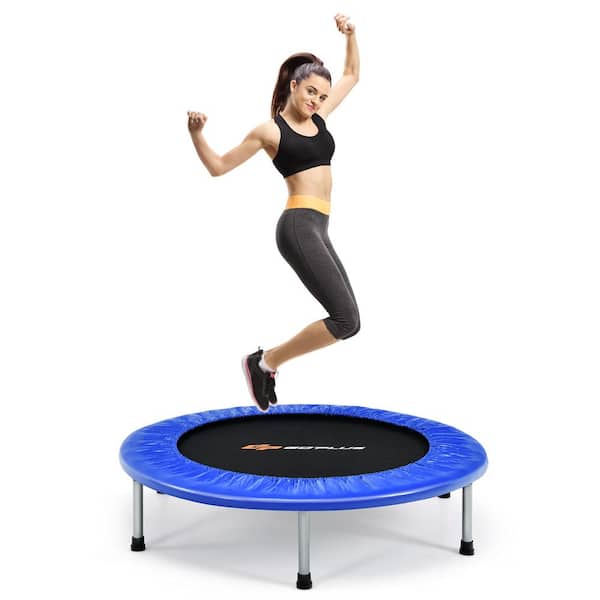 38 in. Mini Folding Trampoline Portable Recreational Fitness Rebounder Blue