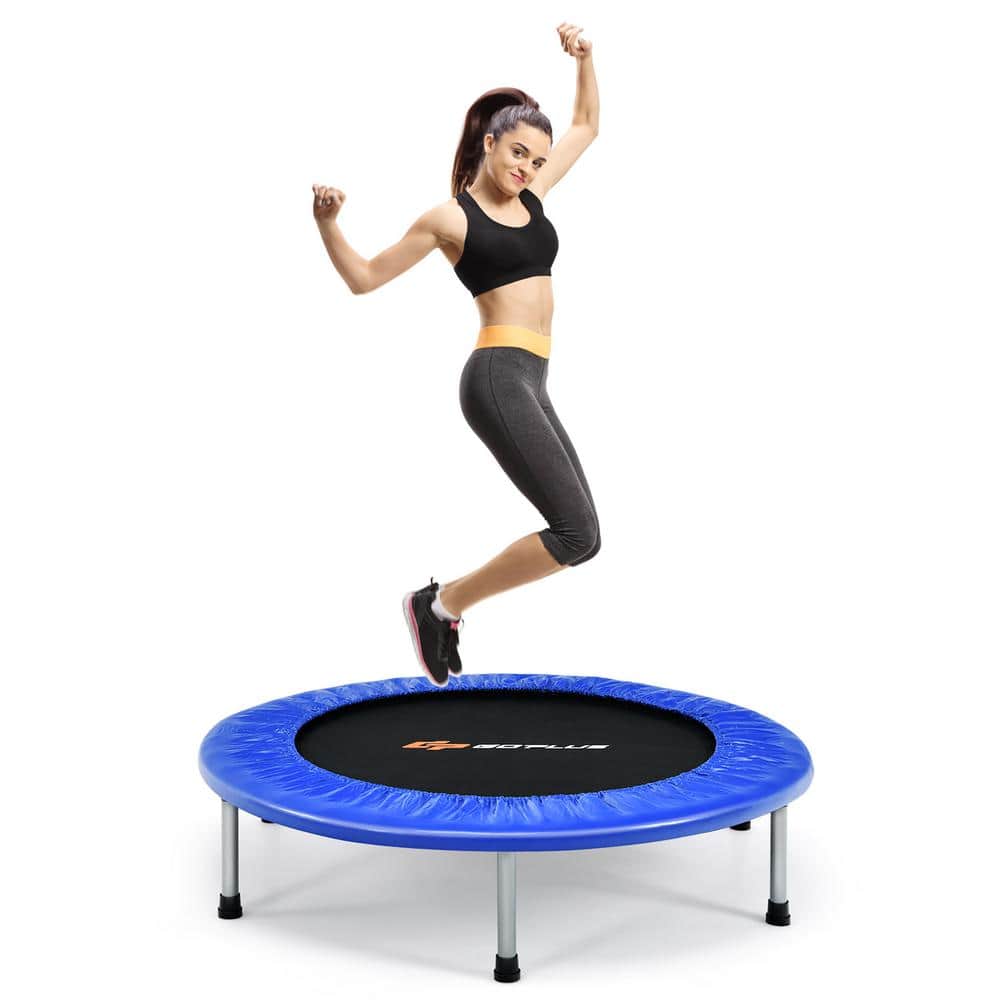 JOYIN 38 in. Round Black and Blue 4-Way Foldable Mini Trampoline, Trampoline  Indoor Outdoor Recreational Trampoline for Adults 70009 - The Home Depot