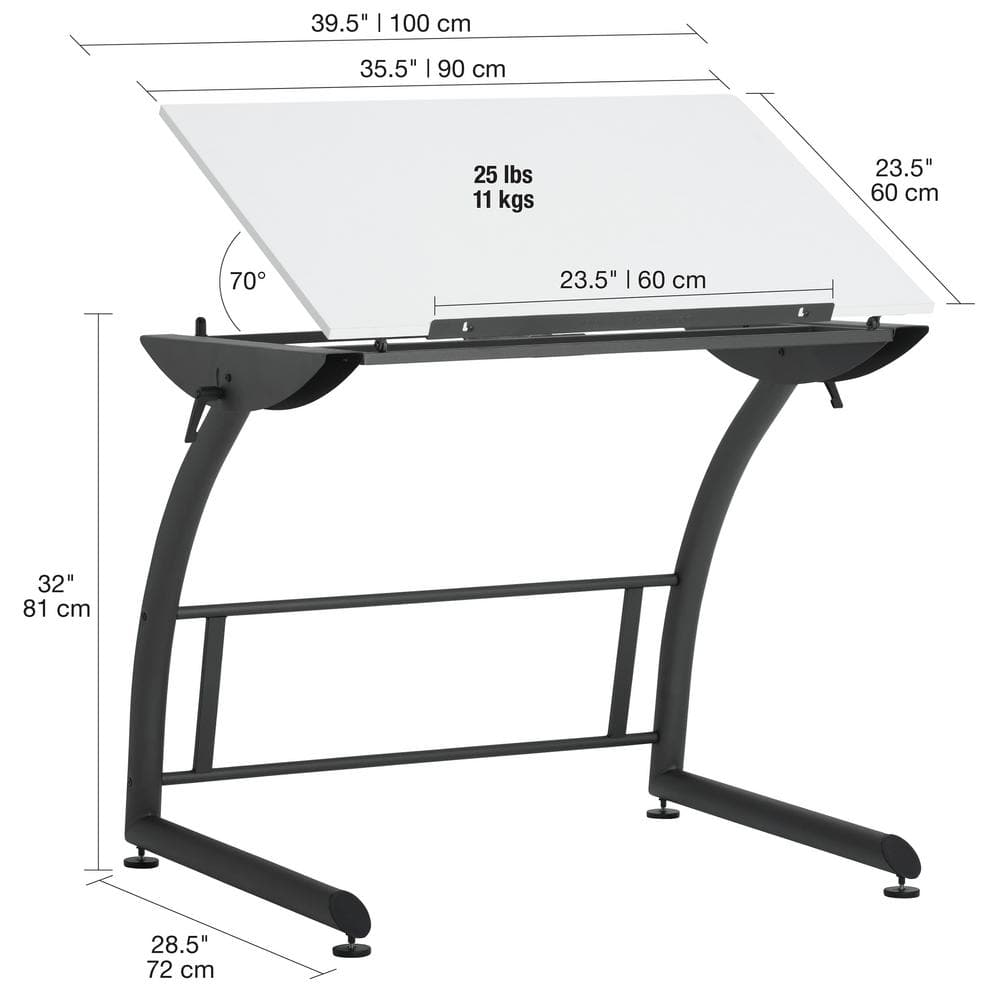 TriFlex White Adjustable Height Craft and Drawing Desk