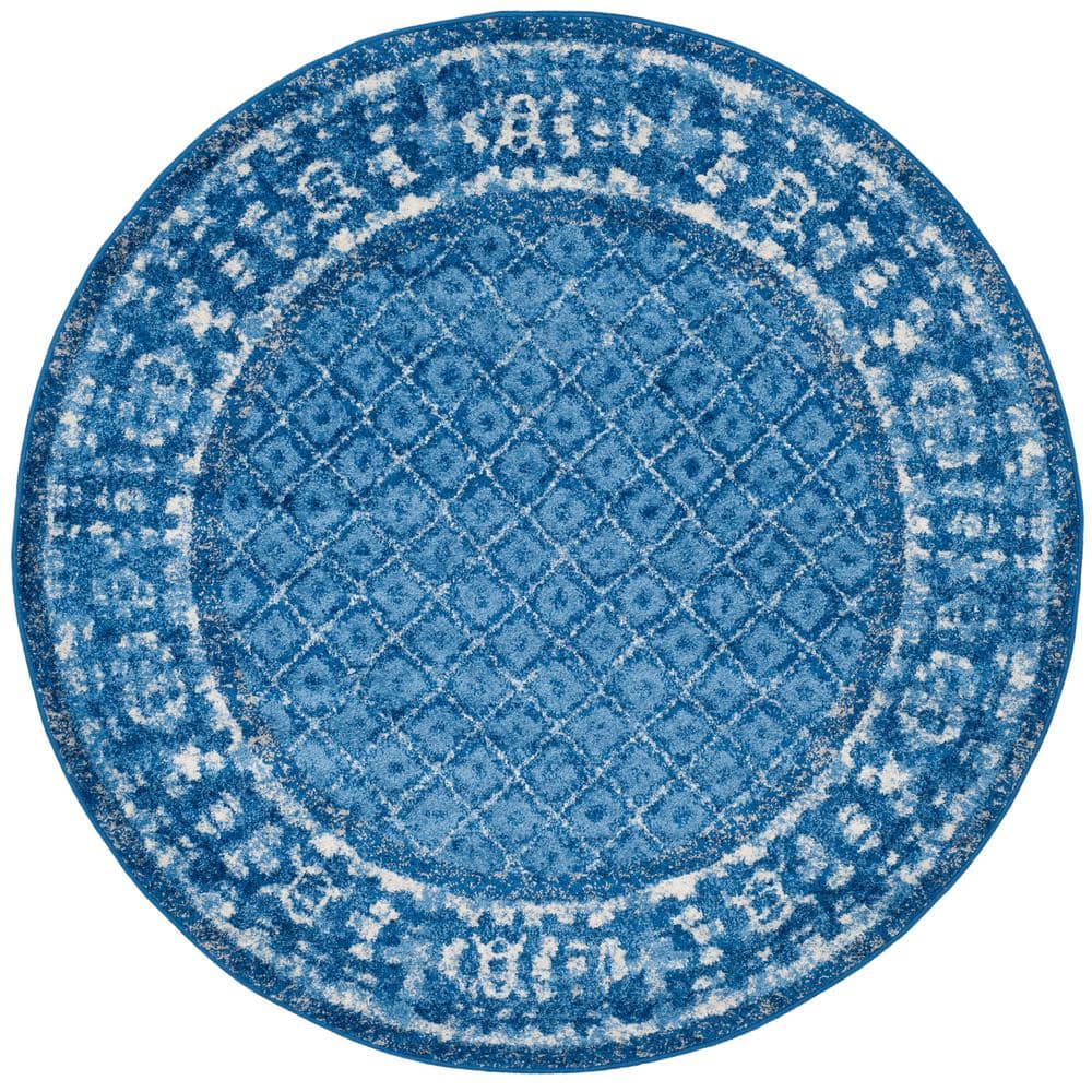Adirondack Light Blue/Dark Blue 4 ft. x 4 ft. Round Border Area Rug price history on PriceWatchPro