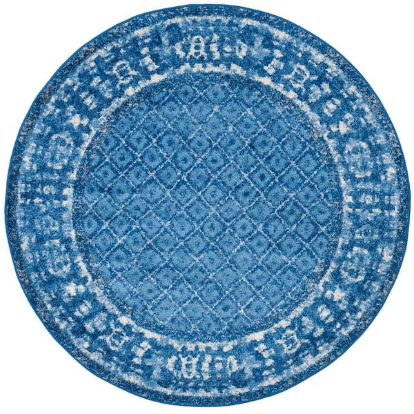 SAFAVIEH Adirondack Light Blue/Dark Blue 4 ft. x 4 ft. Round Border Area Rug
